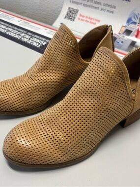 Sofft Women's Perforated Tan Bootie - Stylish Slip-On Ankle Boots